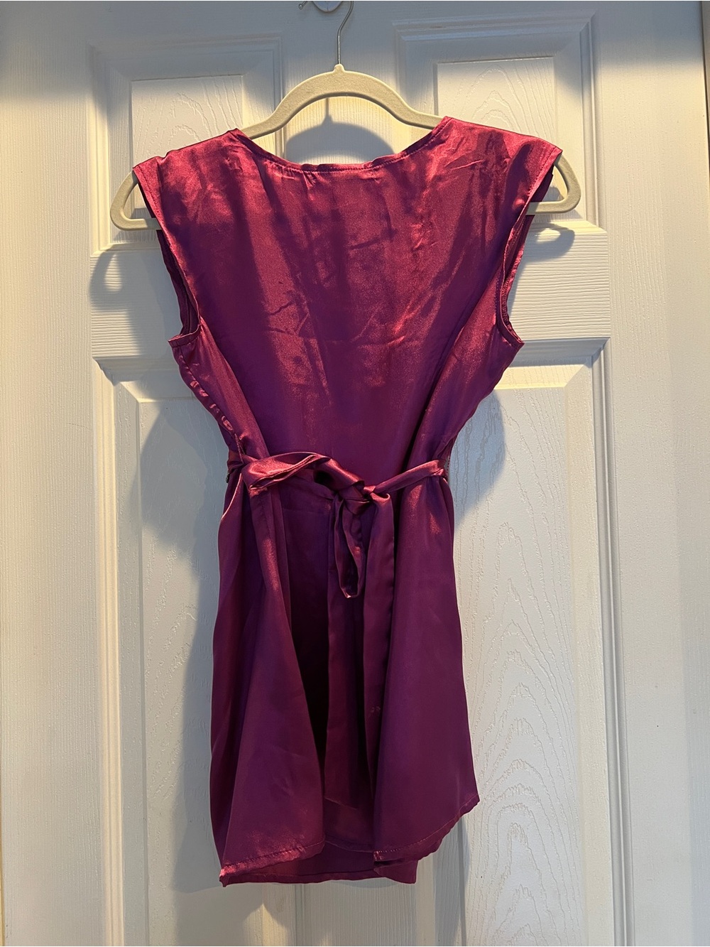 Vibrant Satin Magenta Wrap Top with Rhinestone Buckle - Picture 2 of 5